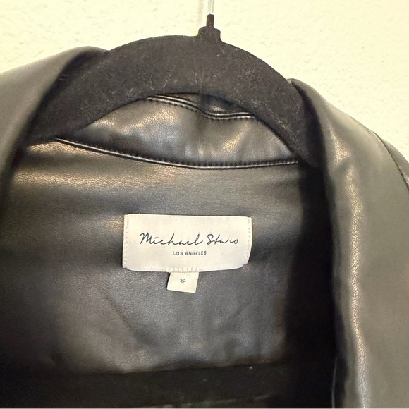 Revolve Michael Stars Black Vegan Leather Shirt Jacket Size Small Women’s - Picture 8 of 9